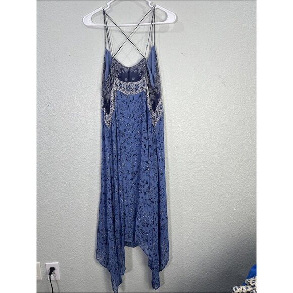 Lucky Brand Layla Midi Dress Womens XL Blue Chiffon FairyGrunge Boho 90s Bandana - Picture 3 of 7